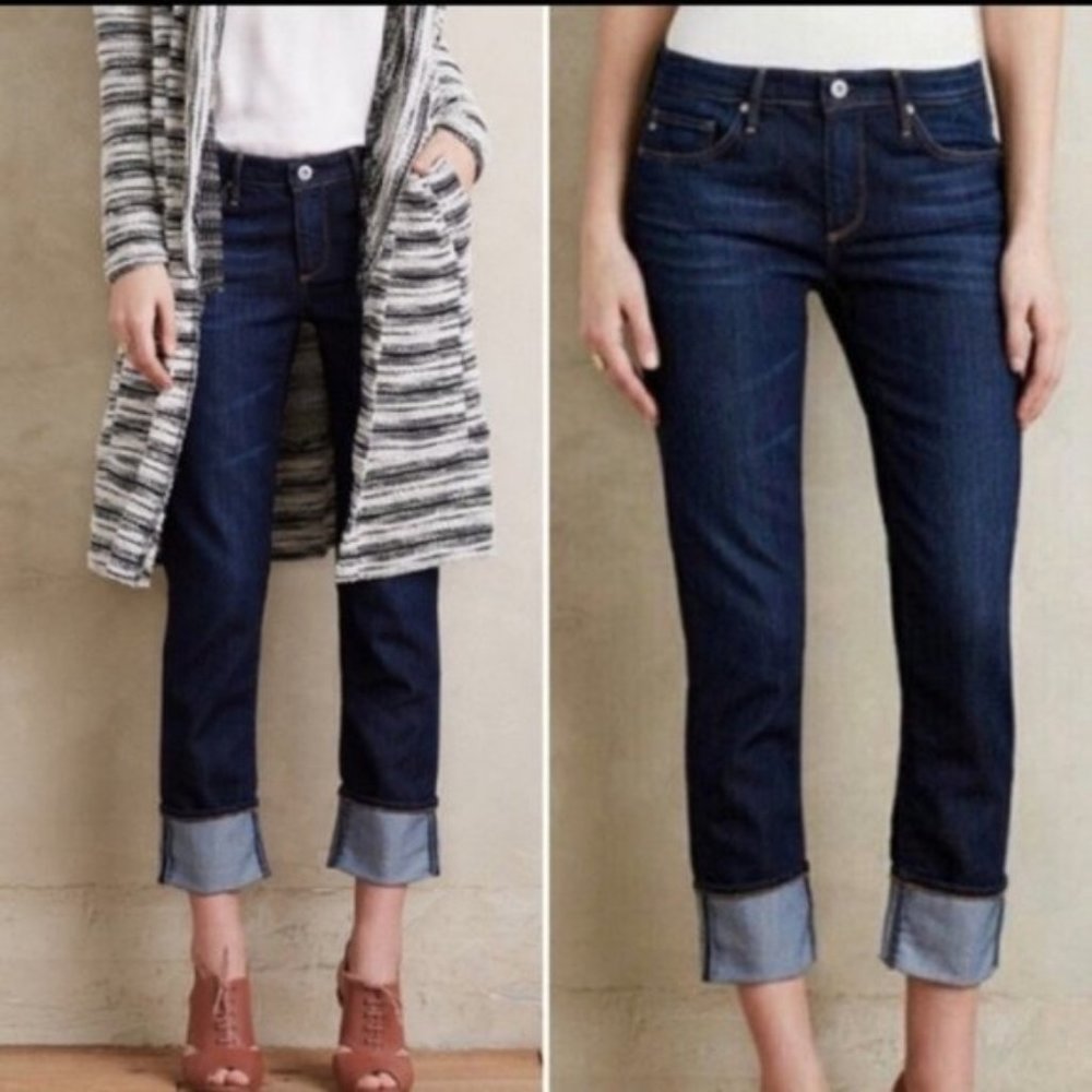 {AG} Stevie High Rise Cuff Raw Hem Jeans